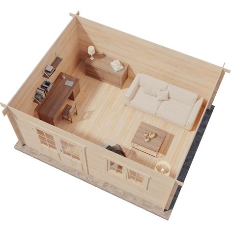 Alpholz Gartenhaus Spree-28 B Gartenhaus aus Holz in Pinie, Holzhaus mit 28 mm Wandstärke, Blockbohlenhaus mit Montagematerial (1/5)