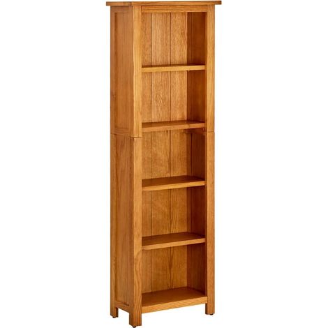 vidaXL Libreria a 5 Ripiani 45x22x140 cm in Legno Massello di Rovere (1/5)