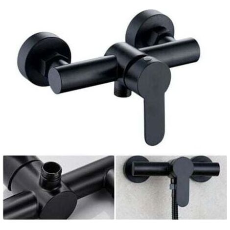 Robinet de douche en acier inoxydable 304 Robinet mitigeur de douche chaud et froid pour salle de bain - Noir, 1pc (1/4)