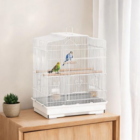 Cage pour oiseaux weiß en stahl Kunststoff 46,5 x 36 x 59 cm (1/5)