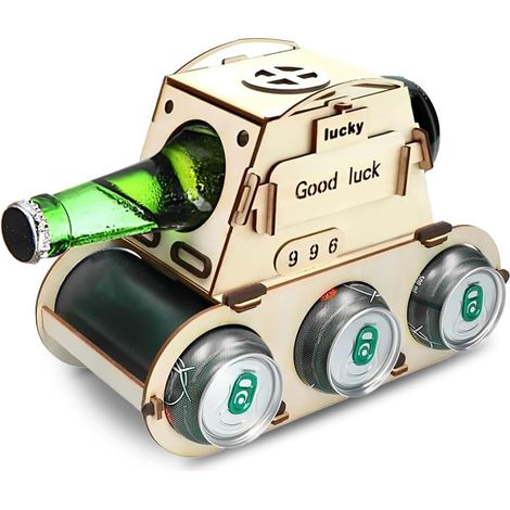 Porte-bière, en bois, design char de bière, cadeaux pour hommes, porte-bouteilles en bois pour fêtes et cadeau pour hommes pour 30, 40, 50 ans (1/5)