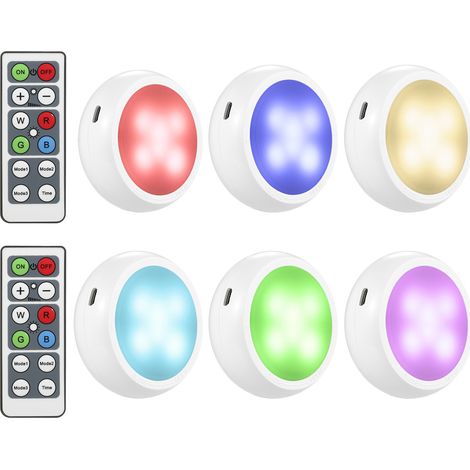 Tomshine Set 6 Lampade LED Sottopensile Ricaricabili RGBW con Telecomando e Timer, Design Moderno in ABS per Cucina Armadi e Scale (1/5)