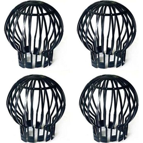 Lot de 4 bouchons de protection de gouttière en plastique pour tuyau de descente - Anti-blocage des feuilles, mousse, boue, boue, boules et autres débris - Noir (1/3)