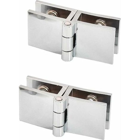 Charnière à clip 180 degrés pour verre 5-8 mm – Alliage de zinc – Lot de 2 pinces – Installation facile pour portes et vitrines (1/5)