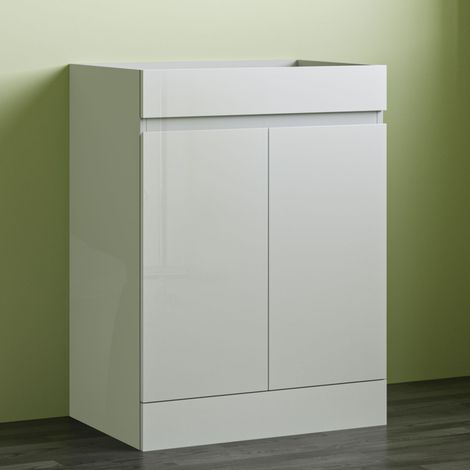 Freestanding Bathroom Vanity Unit without Basin Flat Pack - Gloss White 600mm