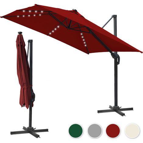Wolketon LED Sonnenschirm Rot – Marktschirm für Terrasse & Balkon, wasserabweisend, mit integrierter Beleuchtung