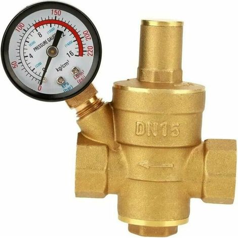 Wasserdruckminderer DN15 Messing Einstellbarer Wasserdruckminderer mit Manometer für den Heimgebrauch (1 Stück) (1/5)
