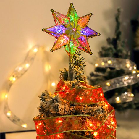 Sommet D'Arbre De Noël - Étoile Octogonale À LED - Lumière Chaude Blanche Ou Colorée - Pour Décoration Intérieure - 1 Pièce (1/5)