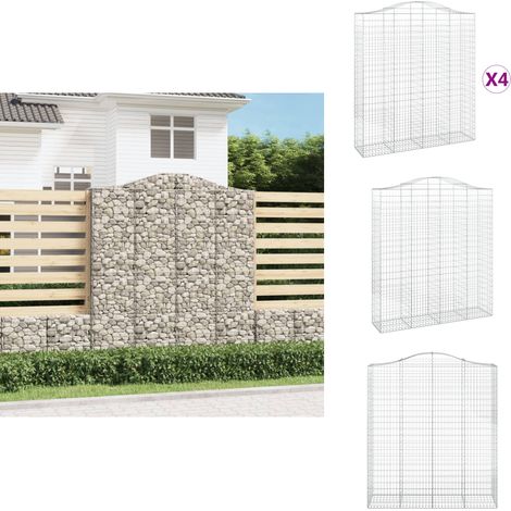 Paniers à gabions arqués 4 pcs 200x50x220/240 cm Fer galvanisé - Panier À Gabions - Mur De Gabion - Clôture Végétale - Décoration Jardin - Barrière Jardin (1/5)