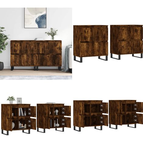 Sideboards 2 Stk. Räuchereiche Holzwerkstoff - Holz Sideboard - Wohnzimmermöbel - Regal - Schreibtisch - Sideboard Set - Home & Living (1/5)