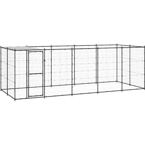 Recinto per animali da esterno per cani in acciaio con tetto 121 m² 020000390