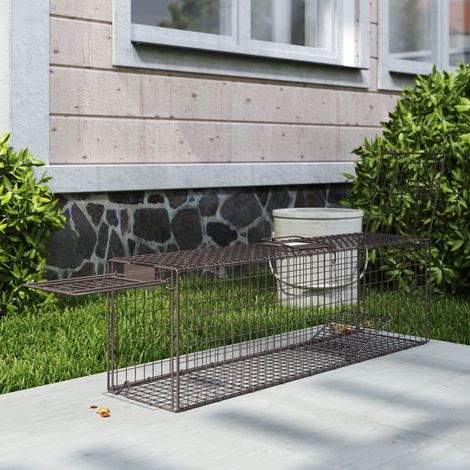 Trampa para Animales Vivos 100x24x30 cm con 2 Puertas y Marco de Acero para Interior y Exterior Marrón (1/5)