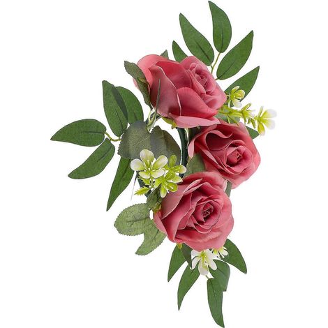 Couronne de roses artificielles réalistes, bougeoir en roses artificielles, décoration intérieure, matière plastique, 1 ensemble (1/5)