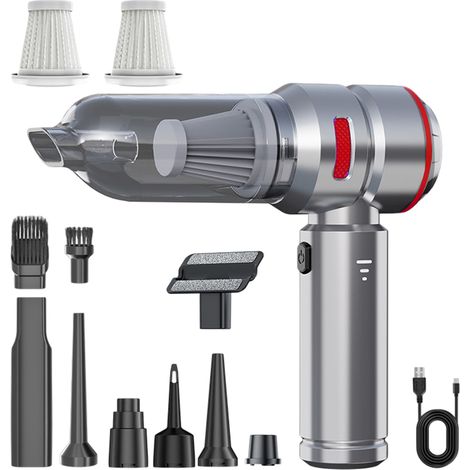 Aspirateur à main sans fil, rechargeable, mini aspirateur pour voiture, maison et poils d'animaux. Léger et efficace. (1/5)