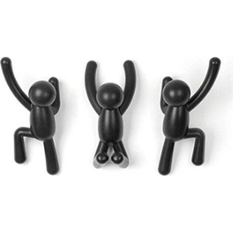 Hooks. Crochets murauxPorte-manteau décoratif. lot de 3 patères murales. Noirs (1/3)