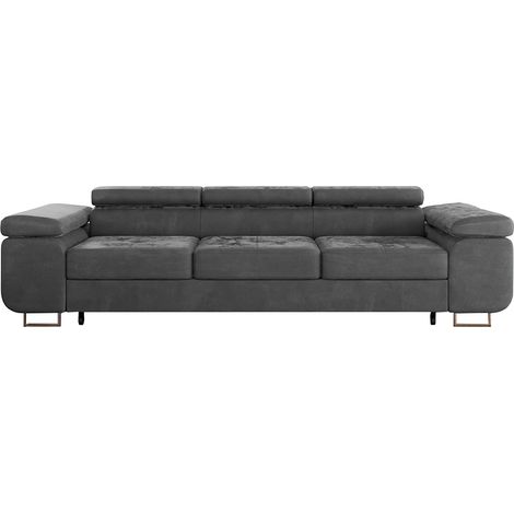 Wilson Velours 3-Sitzer Schlafsofa Dunkelgrau