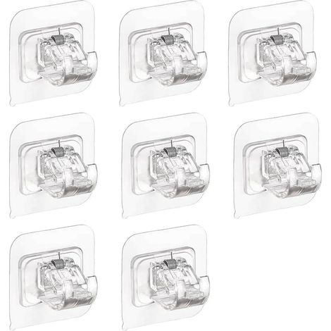 Lot 8 Supports Tringles/Crochets Serviettes 4cm, auto-adhésifs rideaux/pôles (1/5)