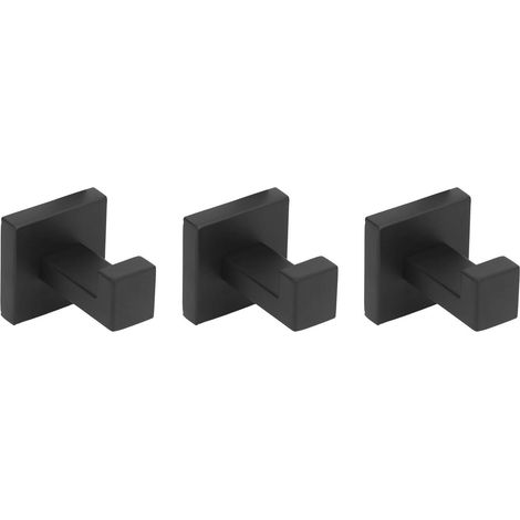 Handtuchhaken, 3 schwarze Edelstahl-Wandhaken mit Schrauben und Rohren für die Küche (1/5)