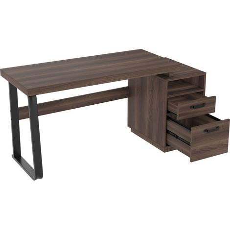 Scrivania moderna 135 x 54 cm in MDF e metallo, marrone, MODENUIT (1/5)