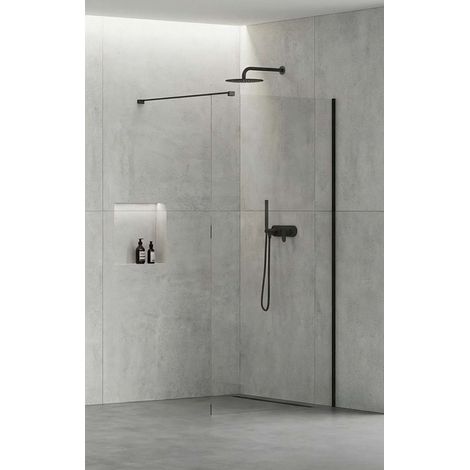 kielle Meara - Paroi de douche Walk-In 110x200 cm, noir mat/verre clair 20726WI1104