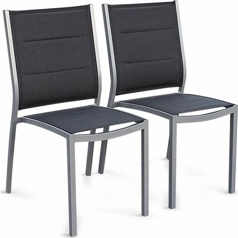 Pair of stackable aluminium garden chairs Grey 47x57x89.5 cm - Chicago