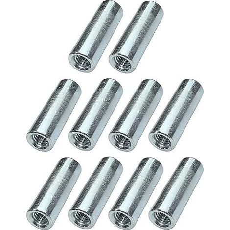 Lot de 10 écrous manchons de jonction M6x30x10mm filetés - manchon de raccordement rond cylindrique prolongateur - en acier zingué (1/3)