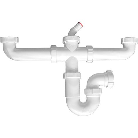 Sifón curvo con doble racor salida horizontal R-37 - RIUVERT (1/2)