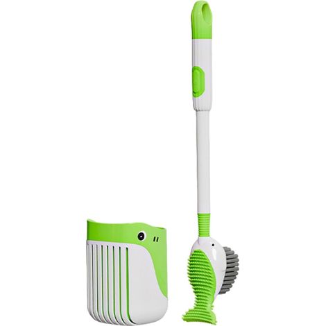 Cepillo de baño, soporte para cepillo de baño con diseño de dibujos animados – Cepillo de baño con mango largo y dispensador de líquido recargable para el baño (1/3)
