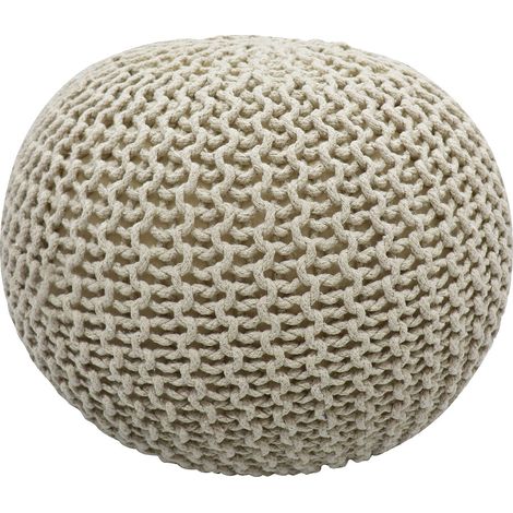 Pouf rond en rotin beige MADALO (1/2)