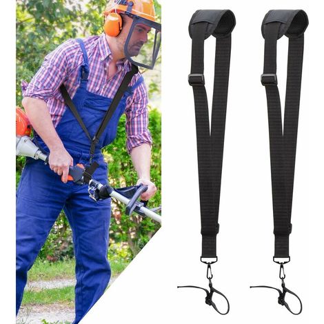 2 Sangles d'épaule Réglables - Harnais pour Débroussailleuse pour Tondeuse à Gazon avec Ceinture en Nylon Durable pourJardinage pour Débroussailleuse KM, STIHL FS (Noir) (1/5)