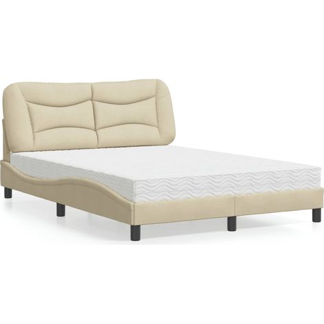 Bett mit Matratze "Hvar" Creme 140x190 cm Stoff
