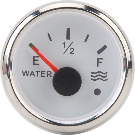 Jauge de Niveau d'eau, Indicateur de Niveau de Liquide 52MM E 1/2 F pour Camping-car pour Bateau de Pêche (Cadran blanc avec couvercle argenté). (1/5)