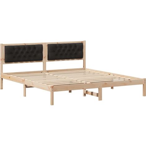 Maison Exclusive - Cadre de lit avec tête de lit Noir 160 x 200 cm Pin massif