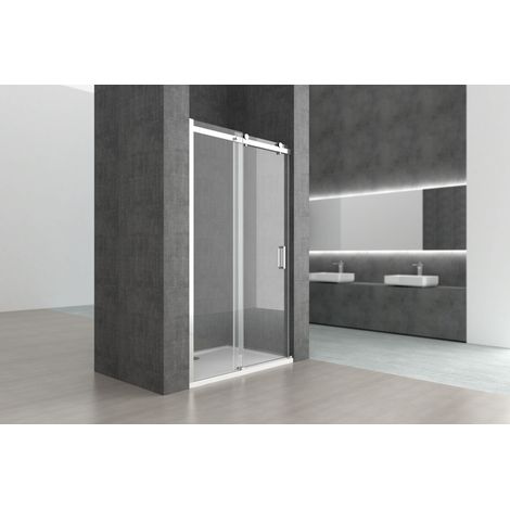Durovin Bathrooms Frameless 1150 mm Shower Door for Sliding Shower Enclosure - 8mm Thick Transparent Safety Glass - Side Aluminium Strip Mount