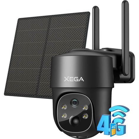 4G LTE Caméra Surveillance Solaire avec Carte Sim 2K HD 4G Caméra Extérieure sans Fil inclinable 355°/90° Caméra Autonome sans WiFi Vision Nocturne Détection de Mouvement IP66
