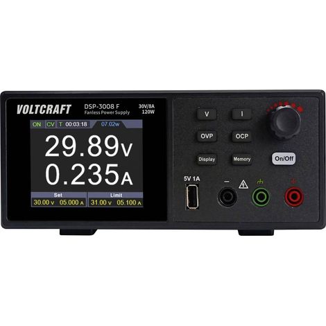 Alimentation de laboratoire réglable VOLTCRAFT DSP-3008 F 0 - 30 V 0 - 8 A 120 W USB sans ventilateur Nbr. de sorties 1