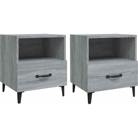 Maison Exclusive - Comodini 2 pz Grigio Sonoma in Legno Multistrato (1/5)