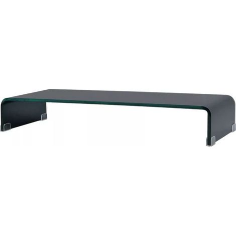 Meuble TV verre noir Martial 80cm (1/4)