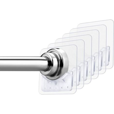 Set mit 6 selbstklebenden Wandhalterungen für Duschvorhangstangen, kein Bohren erforderlich, für Bad und Küche