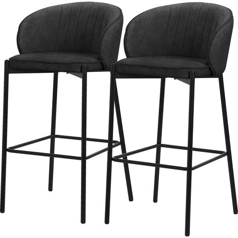 ML-Design Set 2 Sgabelli da Bar Antracite con Rivestimento in Tessuto, Altezza 76 cm, Struttura in Metallo, con Schienale Arrotondato e Poggiapiedi, Sedia Alta Imbottita da Cucina, Sgabello da Isola (1/5)