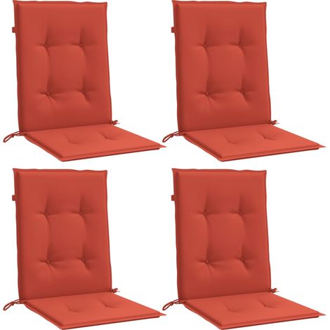 vidaXL Coussins de chaise à dossier bas lot de 4 rouge mélangé tissu