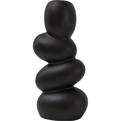 Vase Œuf Céramique Décoration Intérieure Abstraite - Forme Sculpturale Organique pour Arrangements Fleurs ou Galets - Noir - 1 Pièce (1/5)