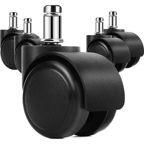 Roulettes de rechange robustes de 5 cm (2 pouces) pour chaises de bureau, silencieuses, pivotantes en caoutchouc, adaptées à tous types de sols, y compris le parquet, taille standard universelle, comp (1/5)