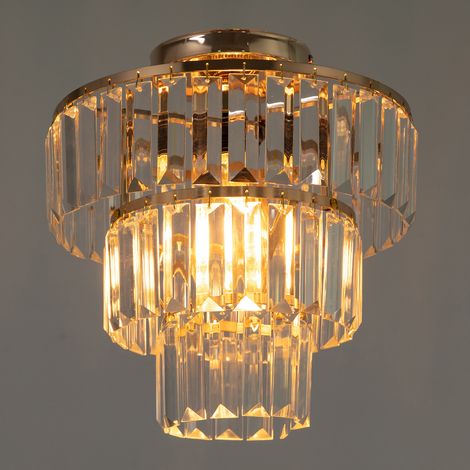 Modern Crystal Chandelier, 3-Layer Crystal Modern Chandelier, Flush Mount Light (1/5)