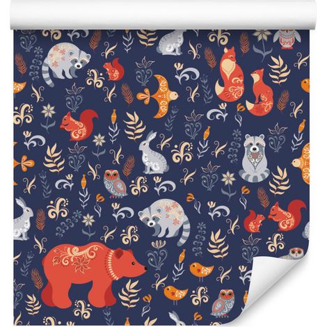 Papel pintado de animales del bosque para salón y dormitorio, 50x1000 cm (1/5)