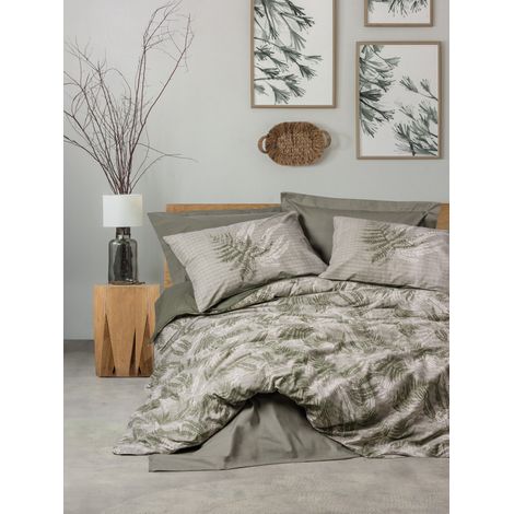 BigBuy Parure de lit kaki en coton 220x240 cm (1/3)