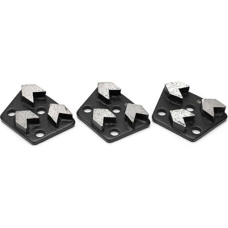 Jeu de 3 disques de meulage diamantés trapézoïdaux pour meuleuses à béton, grain 16, noirs (1/4)