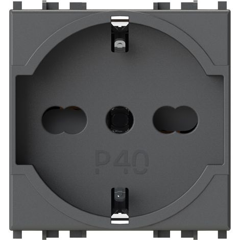 Modulo presa schuko, serie P, grigio, 16A, compatibile con serie Vimar Arkè - 4Box P40 4B.V19.P40
