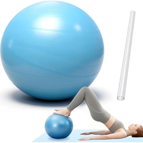 Pilates Ball, 25 cm, Blue, Non-Slip Anti-Burst, BPA-Free PVC, Maximum Load 100 kg, Use Fitness Pilates Yoga, Gym Ball Abdominal Strengthening Shoulders, Portable (1/5)