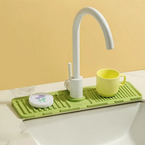 Protection anti-éclaboussures pour évier, tapis en silicone, tapis d'égouttage, grille anti-gouttes, égouttoir, vert-AquaForge
